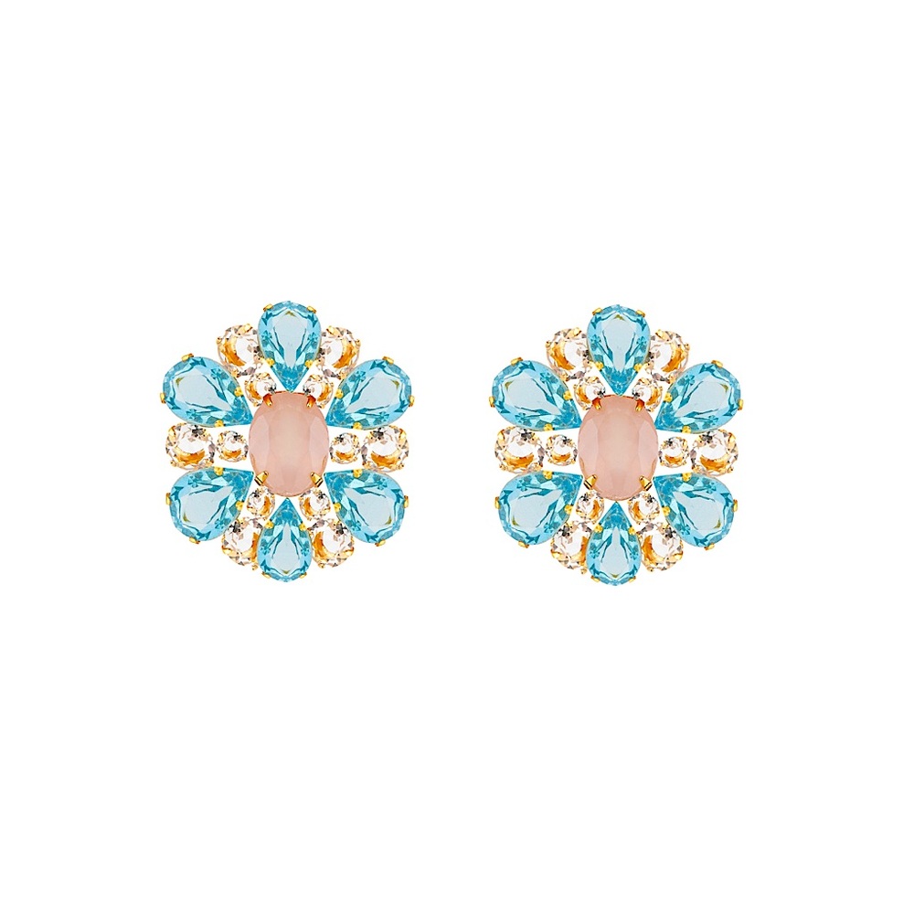 Blue Quartz & Rose Quartz Cluster Earrings
